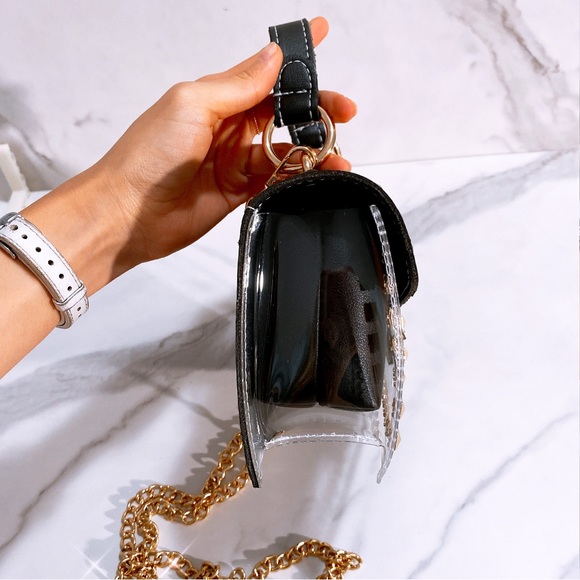 BLACK Luxury Rivet Decoration Jelly Candy Handbags Crossbody - Picture 5 of 10